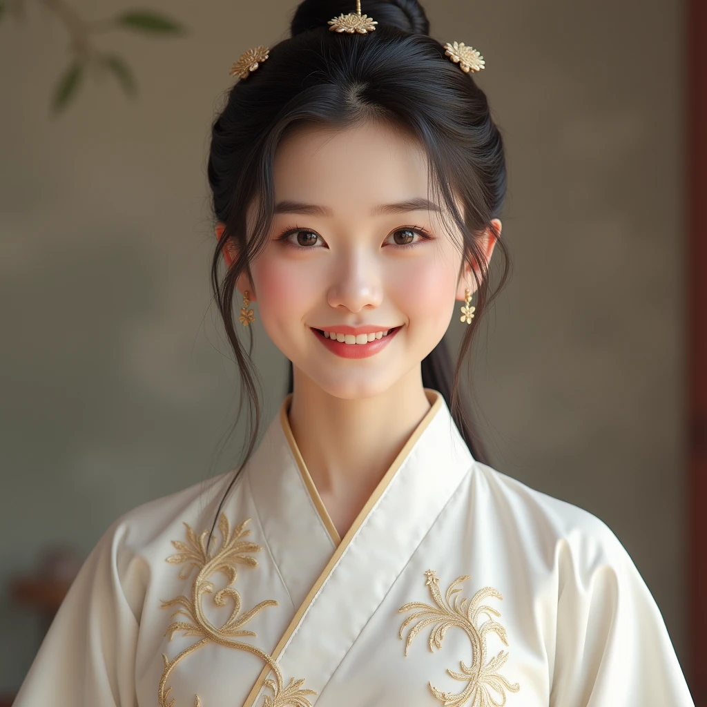 ((A unique masterpiece in history、Highest quality、woman, 8、(Smooth and firm face:1.1)、(draft:draftกายperfecter1.3)、smile and laugh、Chinese adult white Hanfu, Wuxia, Traditional Chinese、((draftกายเลอะเทอะ:1.1))、erotic lingerie、
