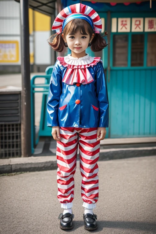female kindergartener clown Rubber suit Hair color: Blue Circus hut Japanese