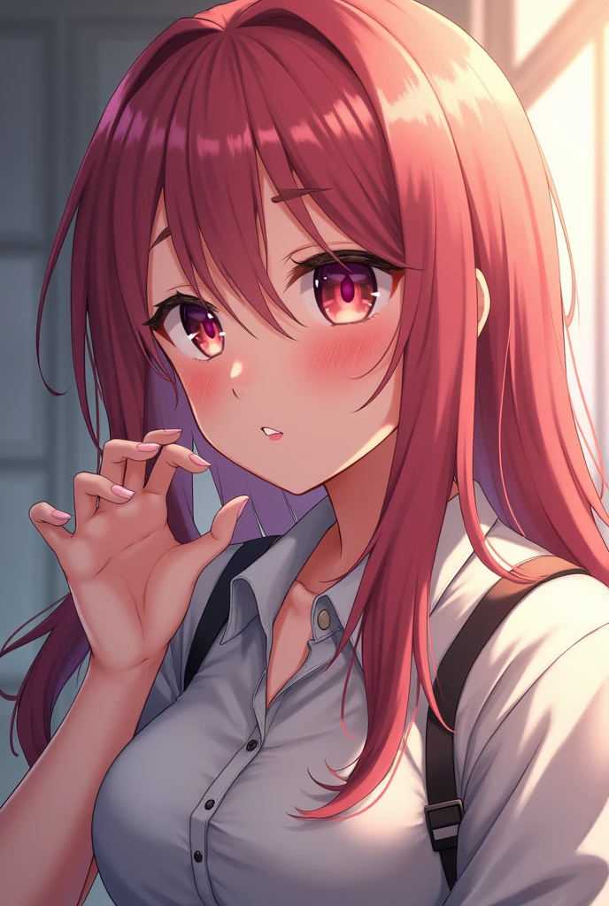 An anime girl doing blowjob