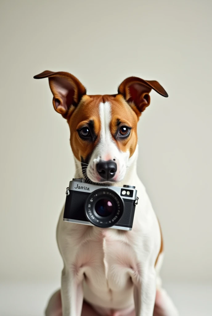jackrussel head holding camera