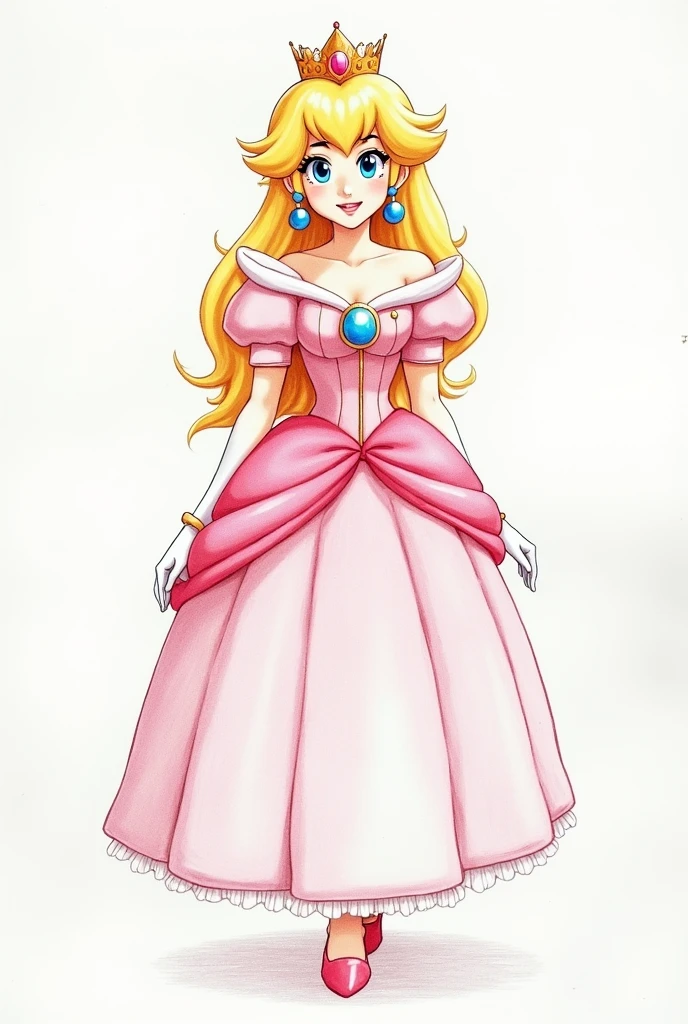 The princess of Mario bros without any clothes in drawing 