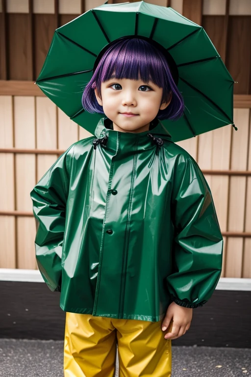 Kindergarten for three clown Rubber suit hair color: green Circus hut Japanese 赤とgreenのスーツ Raincoat Two-pronged hat