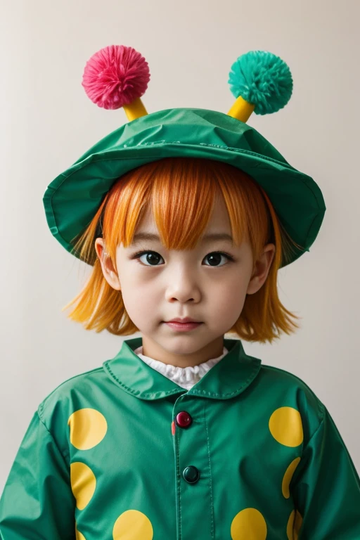 Kindergarten for three clown Rubber suit hair color: green Circus hut Japanese 赤とgreenのスーツ Two-pronged hat
