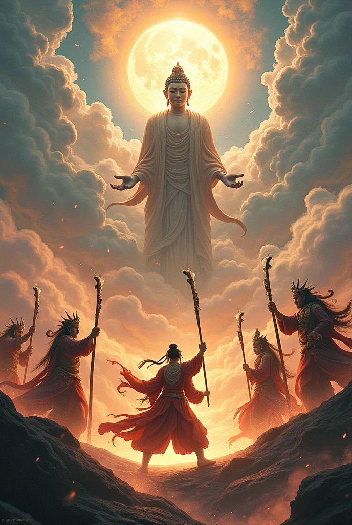 Sun Wukong fights against Buddha, the four heavenly kings, the clouds are handsome and the details are shocking