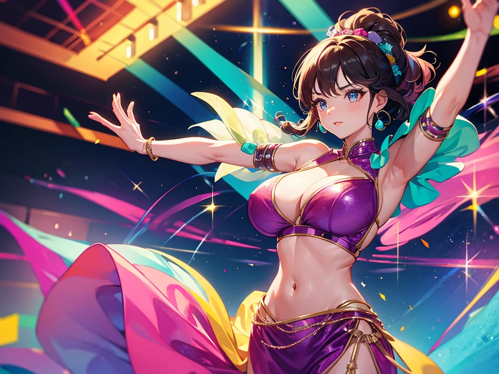 nsfw,covered in semen,sex from behind,breast sucking,1 woman, 2 men,coral oriental dancer costume,dancing,so line,muffin top,cute face,double eyelid,smiling,moaning,excited,ponytail,looking at viewer,pole dance,on stage,slav,beautiful woman,adult woman、There's a note stuck in my underwear、Money is flying、ahegao、Body tattoo、Perforated pants