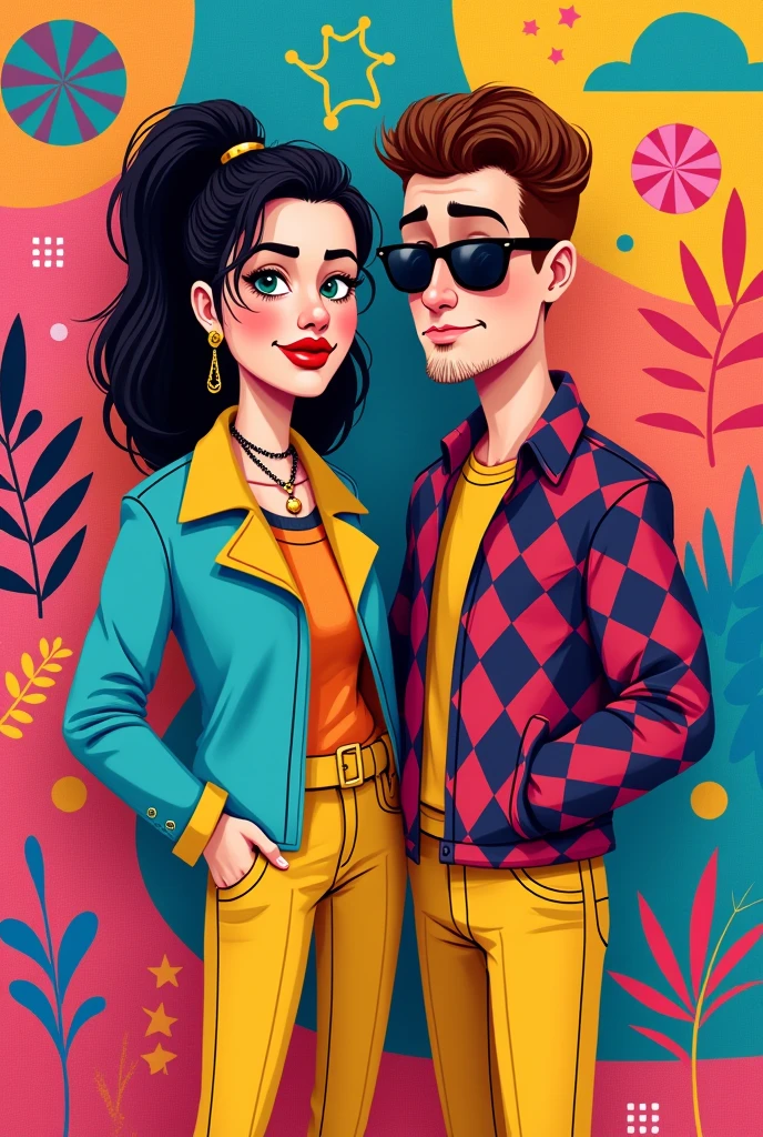 a couple in pop style


