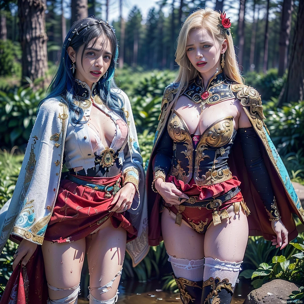 Professional , masterpiece、top-quality、photos realistic , 、top-quality、超A high resolution、(Photorealsitic:1.4)、Raw photo、depth of fields (Gemstone Gold Metal Body:1.9),(Matte White、Toostock、heavy breasts、(cleavage of the breast)、(((Micro Bikini Armor))),(Detailed Dragon Armor)、(Have the strongest weapon)、((Random Hairstyles 1.6),Dark Fantasy,)explosions、intense fighting、(Precipitous cliffs),Dragon Gold Weapon,Mystical expression、Particles of light、Fight dragons、(Detailed Dragon Helmet),Gorgeous Silver Weapons ,(( Dragon's dense and gorgeous sword)) , Beautiful knife ,warhammer 40k ,Detail and gorgeous tiaras、((Blue hair))、(Castle background)、、((Gangle's forest background))、Beautiful Caucasian beauty、1a person、dynamic ungle,(((With detailed shielding)))、Smaller head、A smile、Castle background、Thin and beautiful female hands、cleavage of the breast、Soldier in iron armor on background、Mystical expression、Light Effects、intense fighting、Wind-effect、magic circles、With the legendary magic wand、(demonic wings)、Toostock、