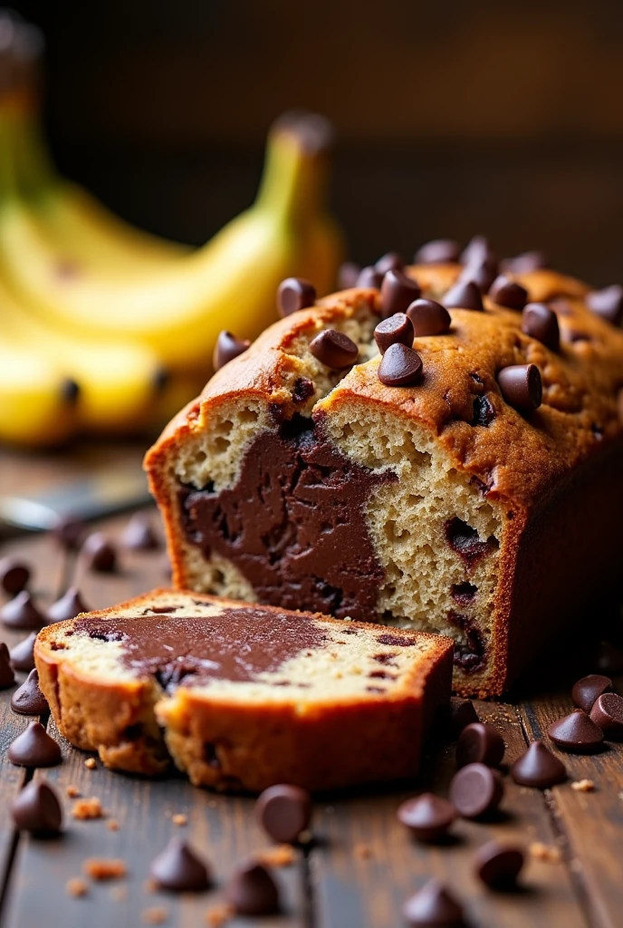 Make a Chocolate Chip Banana Bread with Melted Chocolate Inside. Add more chocolate chips
