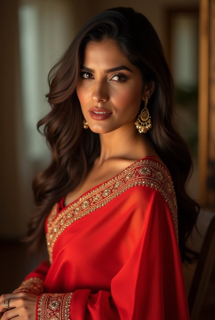 Kriti Sanon wearing a red saree looking gorgeous 