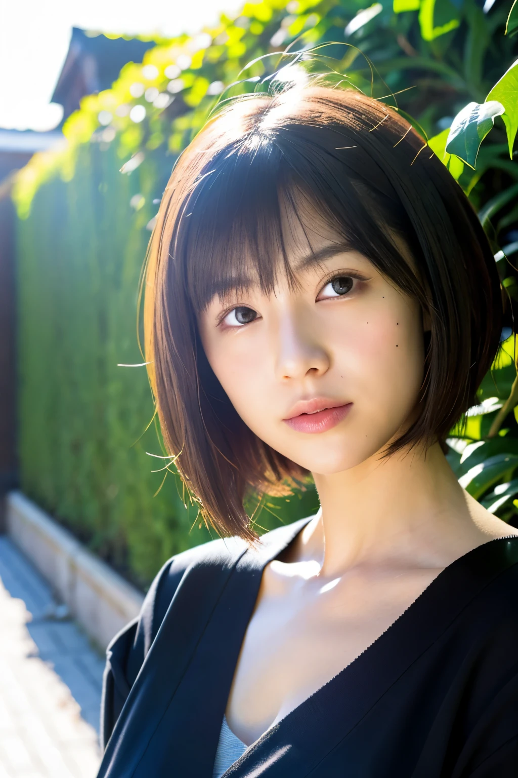 ((1girl)),((masterpiece)),((high quality)),photo of japanese woman,short hair