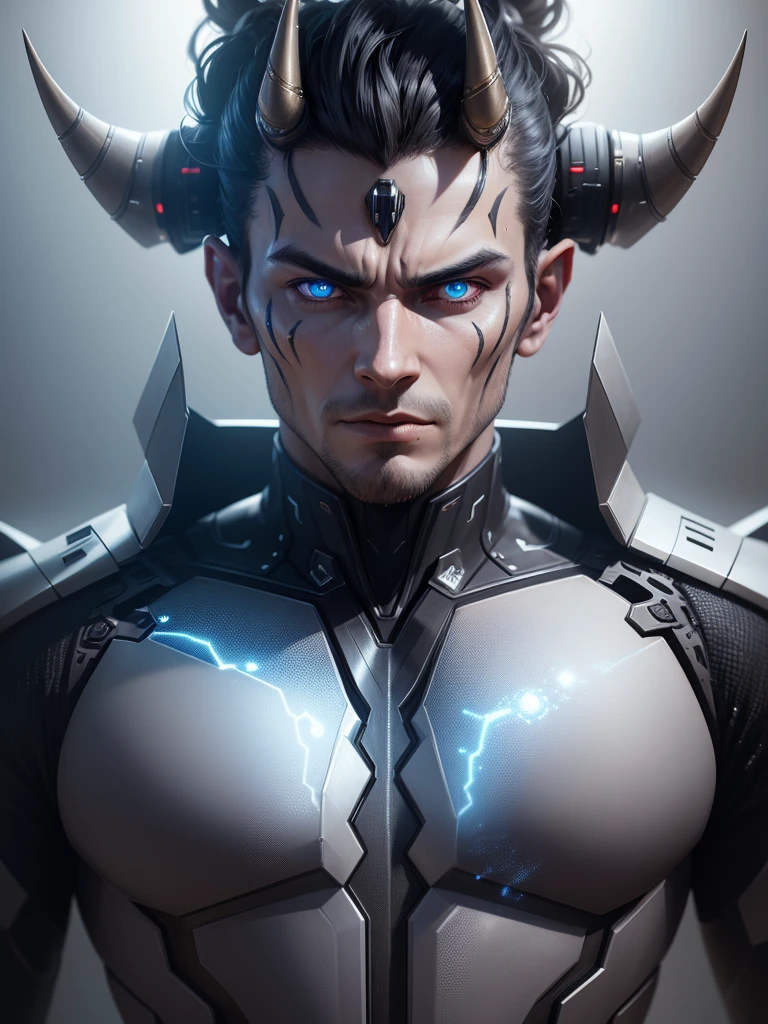 Man with futuristic horns and shape