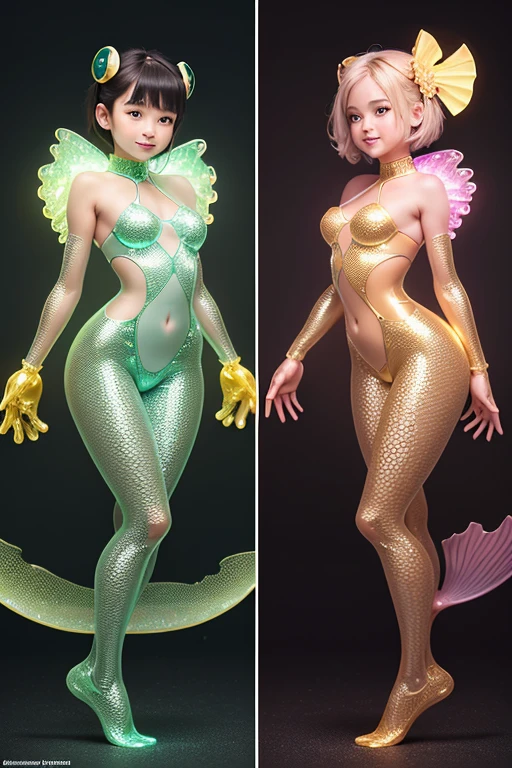 A sexy young 13-yr old Asian charming girl Full body detailed anatomy, perfect face details,((brown skin tone texture)) ( tomboyish hair cut styles), (( wearing illuminating a frog suit head band))(( wearing transparent illuminating frog suit costume sexy full body detailed anatomy )), wearing illuminating transparent two piece frog suit details on skin, wearing slimy frog suit like skin texture body, lifting up plump pussy , wavy short illuminating gold, pink, yellow & green gemstone hairstyles from the flow water, ((having frog suit instead of feet))( frog ears))(frog suit skin arms, torso, bottom, face, neck, shoulder & legs))((showing face near camera)) (accurate details of hands & fingers)) Exposed hard big errect nipples, open legs squat position, exposed pussy line, exposed panties, exposed pussyline, smiling with teeth exposed. Sparkling gray eyes, charms, face details & fucos skin tone texture, swimming under the atmosphere ocean wave creating air bubles with captivating different lighting effects around the background, showing corals, urchins, fish, turtle, whale, bubbles of air for accurate background masterpiece ((with illuminating transparent crystal gemstone frog suit like scales skin textured all over her body)) ((with gills))((holding illuminating a treasure trident)) full details of accessories and props))swimming with ocean current waves under the sea,( many different perspective view character profile, front view, side view, rear view, of same face & clothing girls posing deferent angle))(( perfect details of mermaid body and tail fin anantomy))