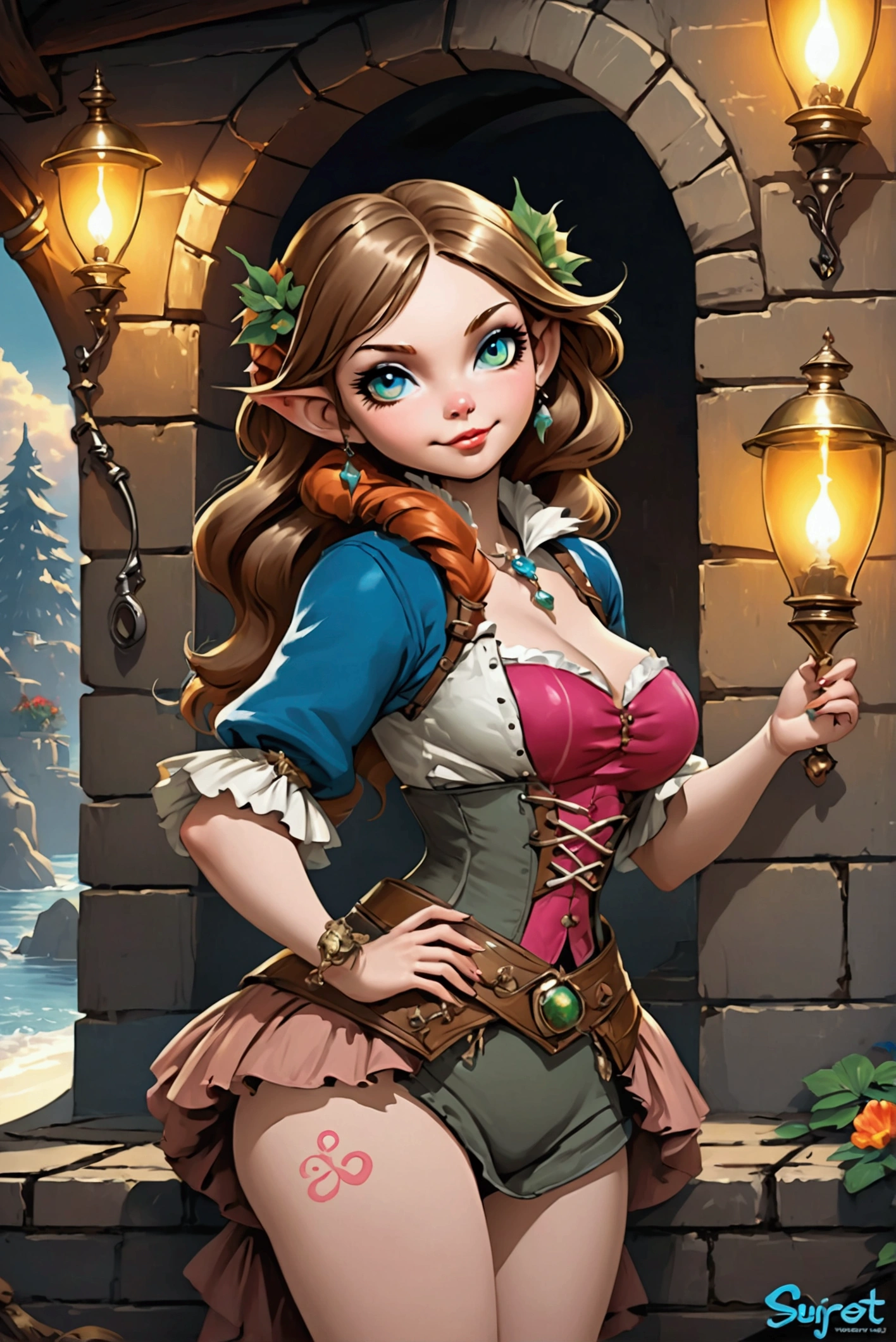 Beautiful goblin women. busty, leggy, lean, lithe. ultra-hourglass-bodytype. Corseted waist. mermaid-skirt. Official Art, Award Winning Digital Painting, Digital Illustration, Extreme Detail, 4k, Ultra Hd, Rococo, Polished, Intricate, Realistic Fantasy Art, Sharp Focus, Concept Art, Art By Wlop, Artgerm, (2d Vector Illustration)
