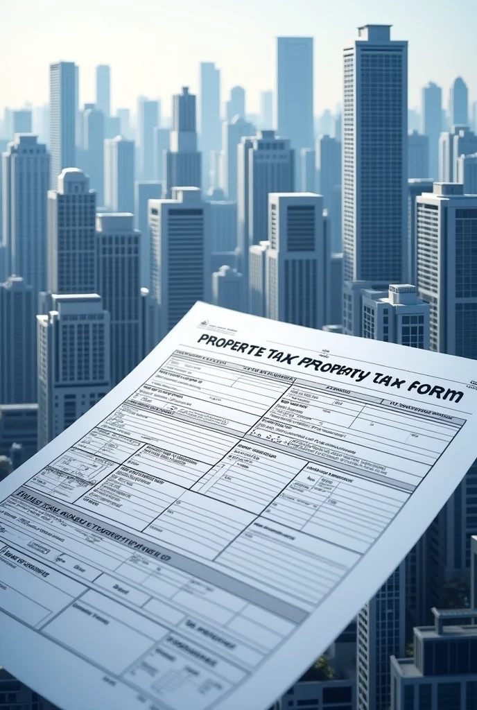 A schematic for a property tax form for an apartment, and around 13 apartment towers