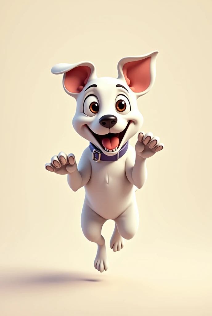 white jackrussel popping in the lense of camera like a toon cartoon
