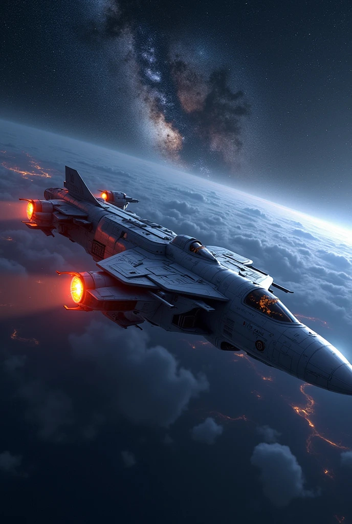 Train-shaped spaceship,10-car train,(Beautiful aircraft:2.0),(The background is outer space and the Milky Way:1.6),masterpiece,Highest quality,Ultra-high resolution,(Super detailed),8k,Realistic,Best aesthetics,beautiful,(dynamic)