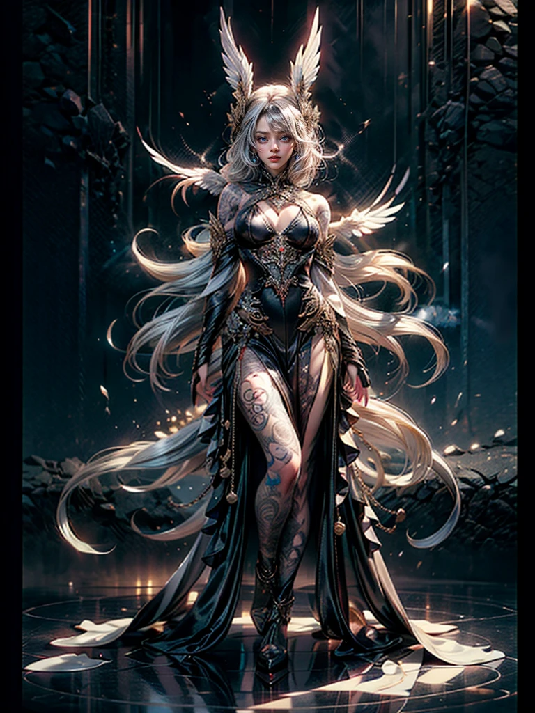 a beautiful baby, Sexual position, Erotic design , Erotic face, lewd poses, There are white hairs in the pores, small tit, largeeyes, Sexy eyes, The whole body is covered with tattoos, Redlip, Sensual lips, sensual face, , lewd poses, Full body lesbian, (Windy), white backgrounid, dark light, White dress,Shirtless,hologram
