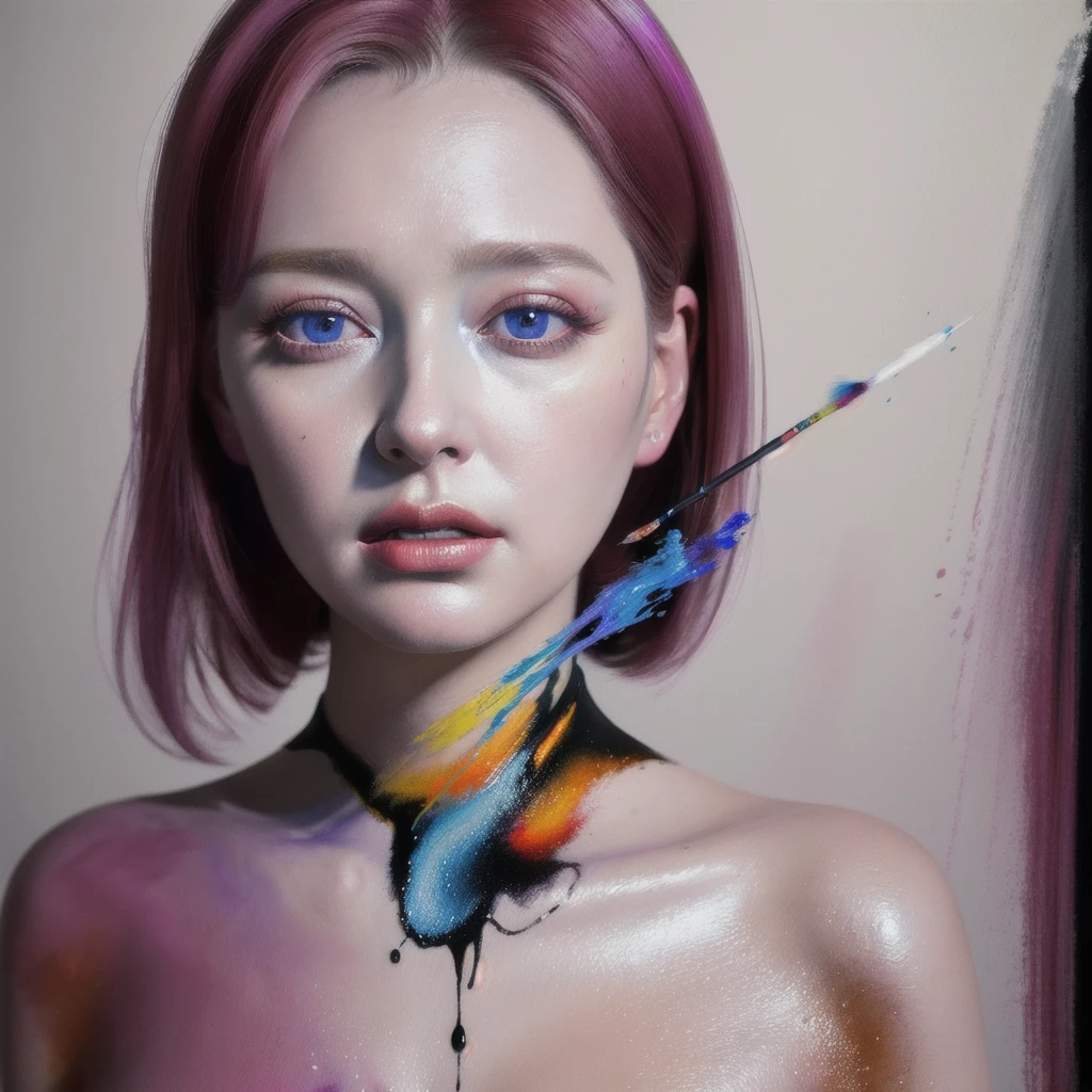 Android Beauty, Powerful paintings inspired by Francis Bacon, Ultra-realistic surrealism, Hyperrealism, fear, art, hyper real painting, Realistic illustration painting, カラフルなHyperrealism, Hyper-realistic digital art