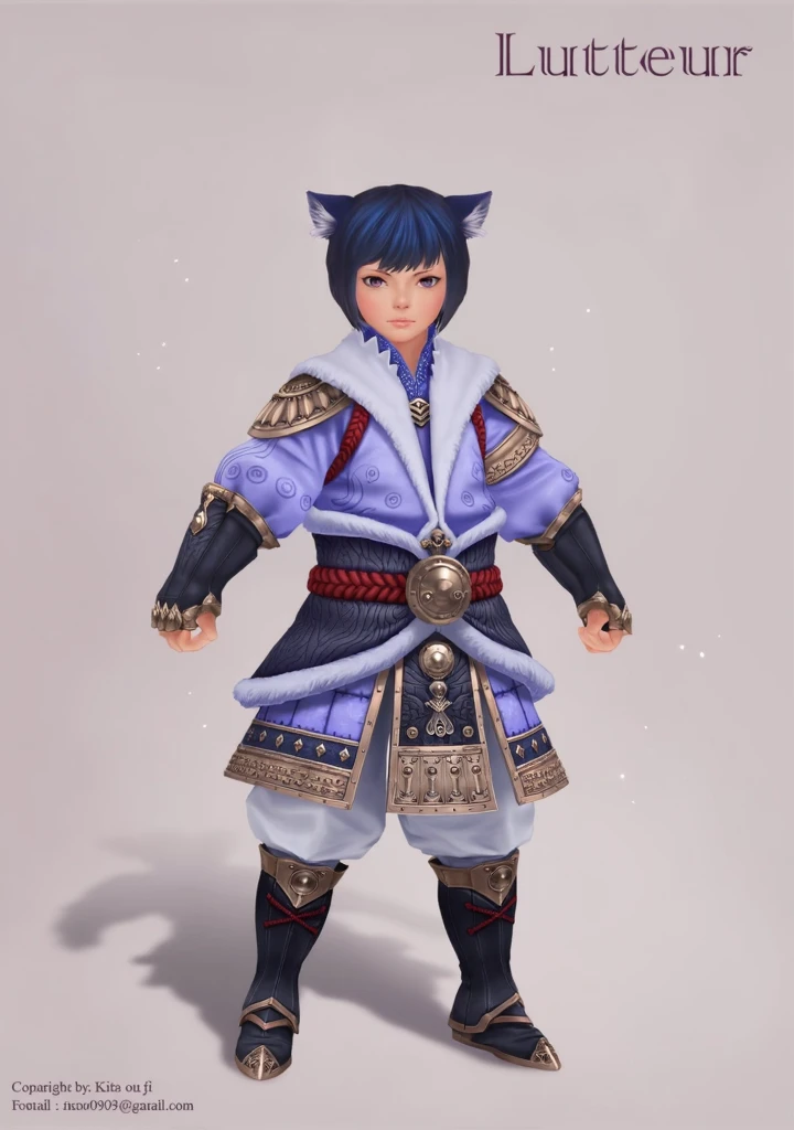 Blue Archive Style, Wearing tactical equipment,beautiful age boy, Gray work shoes, shorts, tactical vest (character design) , purple eyes ,dark brown hair,purple eyes,Brown jacket and gray short sleeves,하체용 회색 shorts,technology,flat chest,Holding a dagger,Beautiful 5 heads body,short cut,Calm posture