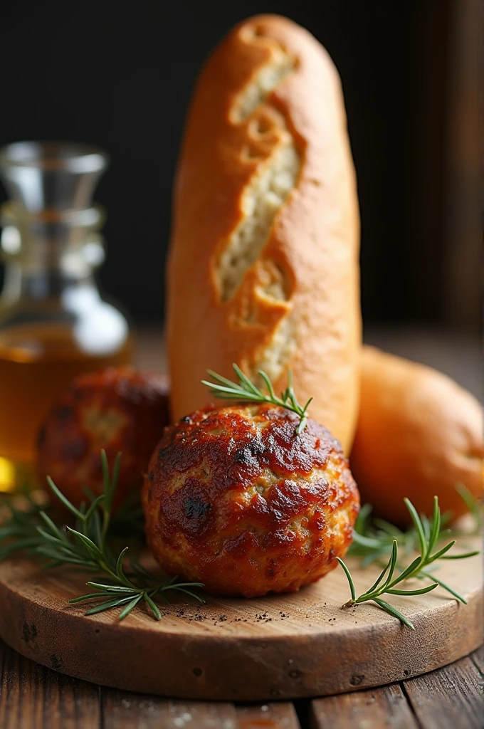 meatball and baguette 
