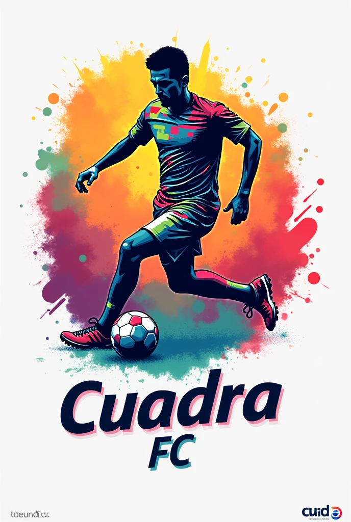 Make a logo with many colors with a soccer team with the name Cuadra Fc