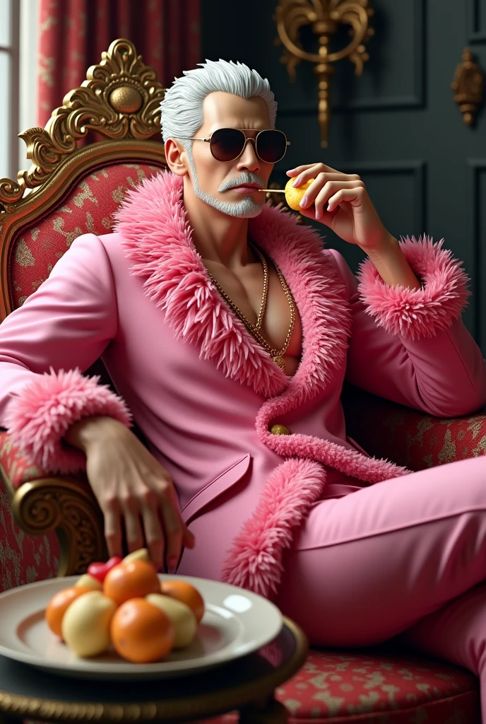 make a 3d character donxiqoute doflamingo eating gejrot tofu