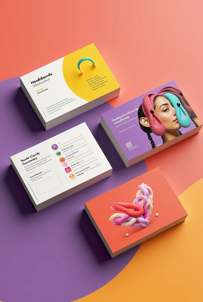 Create a more colorful headband company business card and give me a place to put the tagline,Product image and price