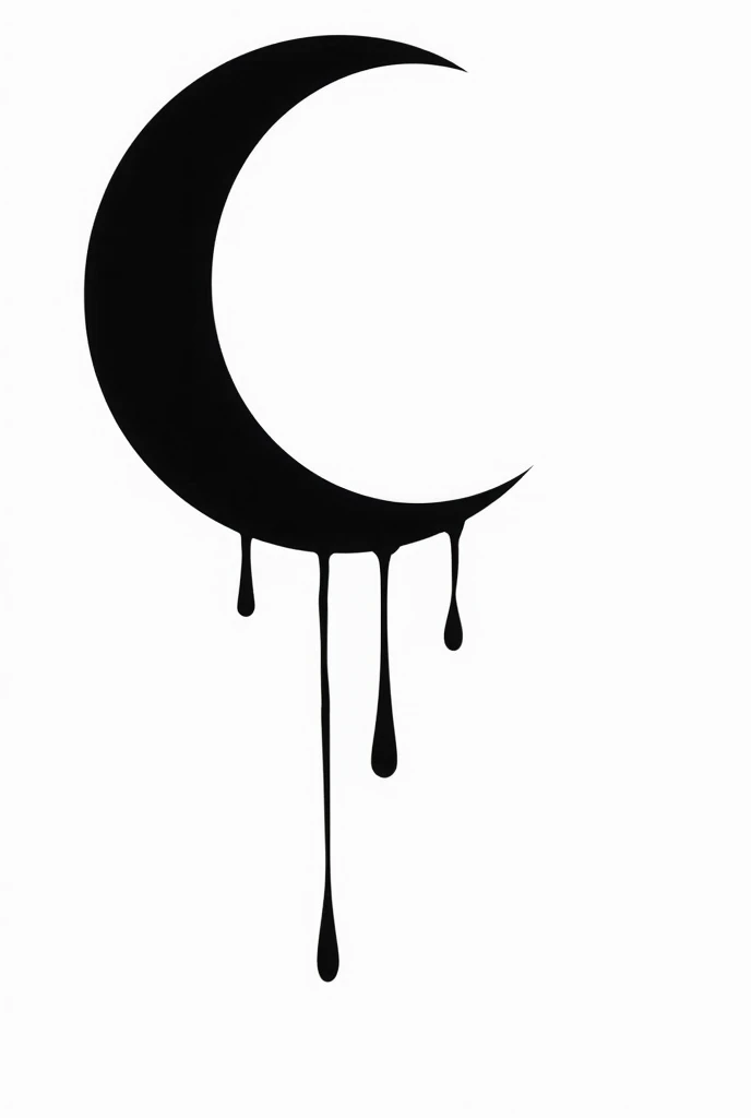 vector black crying moon on white background