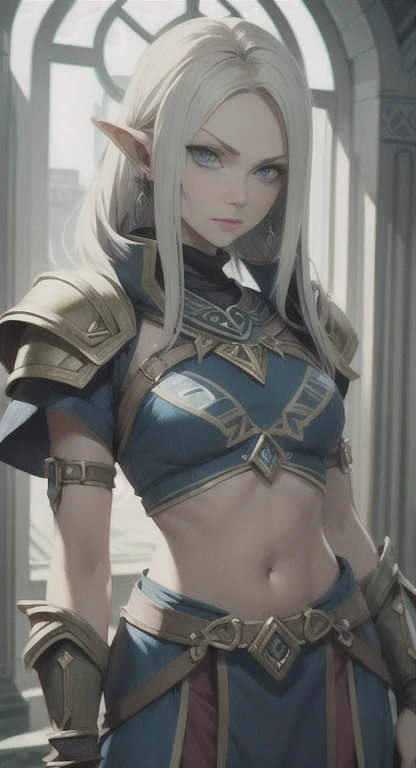 Masterpiece, best quality, mythical, Alluring Hylian, guardian Impa, Hyrule, legendary Triforce, armor, looking at viewer, judgemental glare,