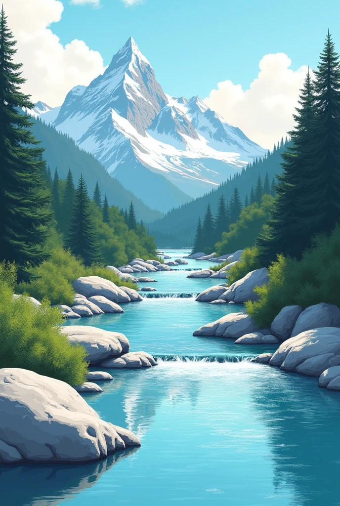 Create illustration of Hornopirén white river