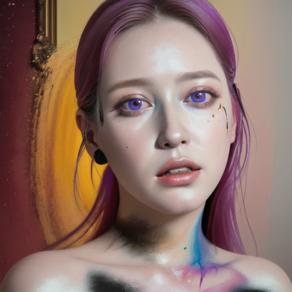 Android Beauty, Powerful paintings inspired by Francis Bacon, Ultra-realistic surrealism, Hyperrealism, fear, art, hyper real painting, Realistic illustration painting, カラフルなHyperrealism, Hyper-realistic digital art
