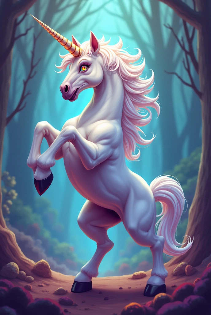 a unicorn giving the middle finger