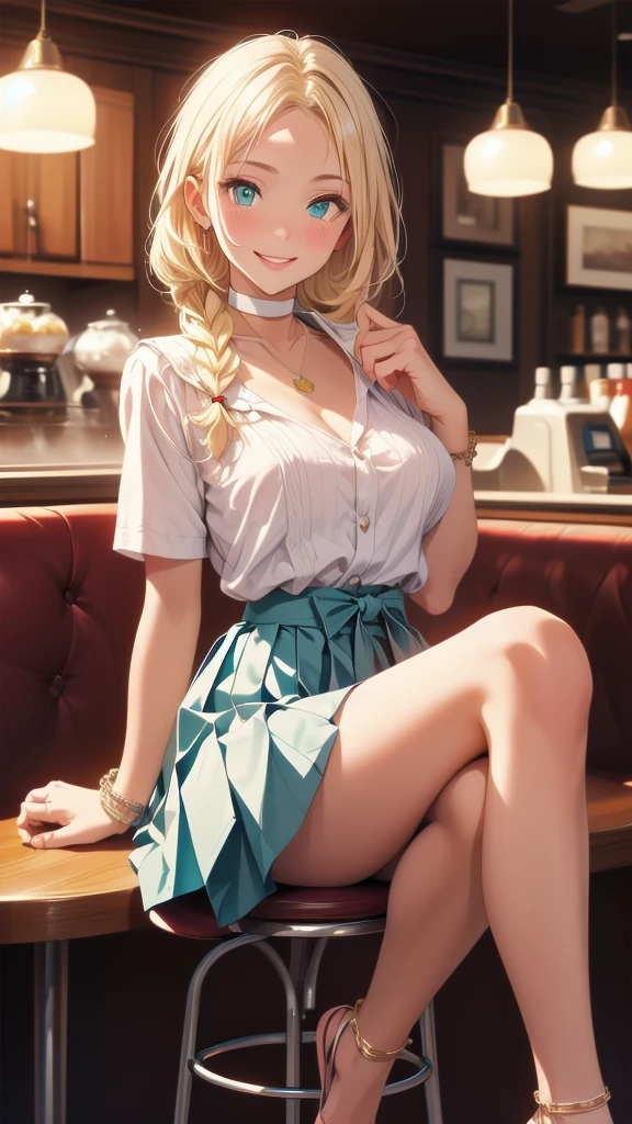 (modern cafe:1.4),
BREAK
nsfw:1.6, body has two arms, two legs and one head, (Each hand and toe has five a thumb, index finger, middle finger, ring finger, and pinky finger.),Top quality:1.2, best quality:1.6, ultra high resolution, masterpiece:1.5 ,4K, 8K, 32K, detailed lighting, shaders, perfect anatomy, perfect proportions, highly detailed, ultra detailed, super detailed:1.2, perfect eyes, perfect face, very delicate and beautiful, illustration, sharp focus, very beautiful and detailed anime face, very detailed eyes, cute:1.4, impressionistic:1.2, blurred background, accurate depiction of arms and hands:1.4, accurate depiction of foot:1.4, Accurate human skeleton drawing:1.4, Anatomically correct human body:1.4,sexually attractive body:1.5,
BREAK
(Beautiful American woman about 20s:1.3),(blue-green eyes),(dark skin:1.3), (tan lines:0.5),(Perfect proportions: 1.6),(full and beautiful breasts:1.6), (well developed breasts:1.6), (Thin waist: 1.2), (Slender figure: 1.2), (beautiful buttocks:1.2),(natural breast:0.7),
BREAK
(Beautiful blonde hair: 1.6),(single braid :1.6),(Bangs swept to the side, showing forehead: 1.5),
BREAK
(Calm smile:1.5),(happy eyebrows:0.4),(embarrassed:0.5), (pink lipstick),
BREAK
(Naked:1.6),(White choker:1.6) ,(necklace, bracelet, anklet: 1.3),( very realistic depiction of skin texture:0.8),
BREAK
( Sitting stool:1.3), (bust up shot),(having coffee),(from side:0.3),
BREAK
(Gray short-sleeved sailor suit:1.2),(gray pleated middle length skirt:1.5), (loafers:1.1),