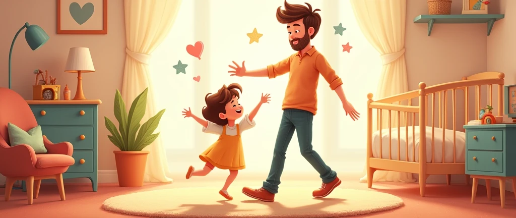 Cartoon  dance with father 