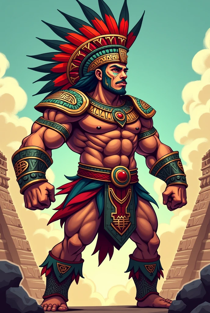 Strong Aztec Warrior Cartoon