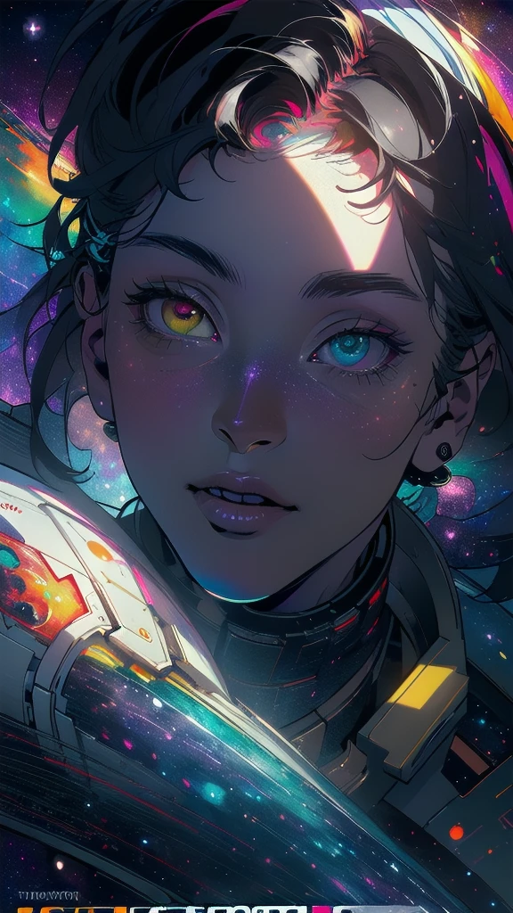 (((masterpiece, highest quality))),(((solo:1.2))),(((1girl:1.2))),32k wallpaper, very detailed, poster, vintage science fiction,(((((geometric cinematic movie poster))))), ((((bauhaus)))),(((abstract))),((((mid century modern)))),(((((portfolio))))),(((((Close-up))))),(((((bust up))))),((((more various angle)))),(((highlight))),((((heterochromia)))),(((complete. detailed face))),(((Extremely talented))),(((most complecated machine))),(((Overall colorfully))),((((((Absolutely galaxy background)))))),(((amazing huge rainbow))),(((eternal nebula)))