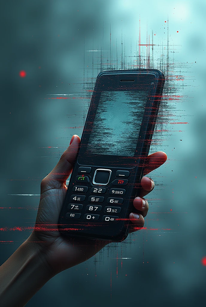 (Glitch Art), cell phone , WiFi virus attached