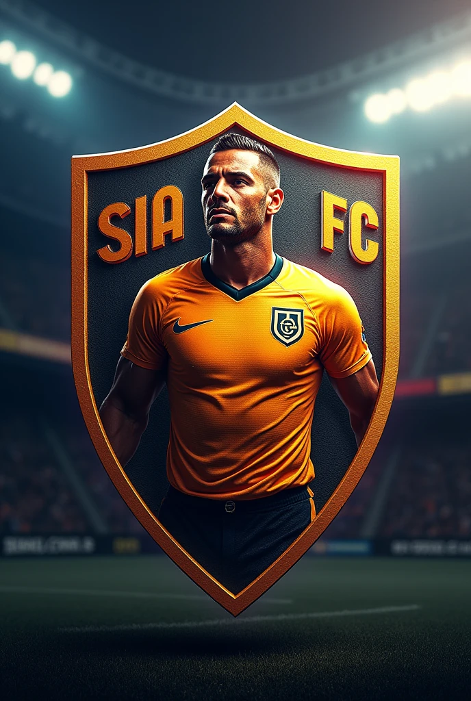 MAKE A FOOTBALL SHIELD WITH A SKIN-COLOURED SHIRT WITH THE NAME OF CUADRA FC