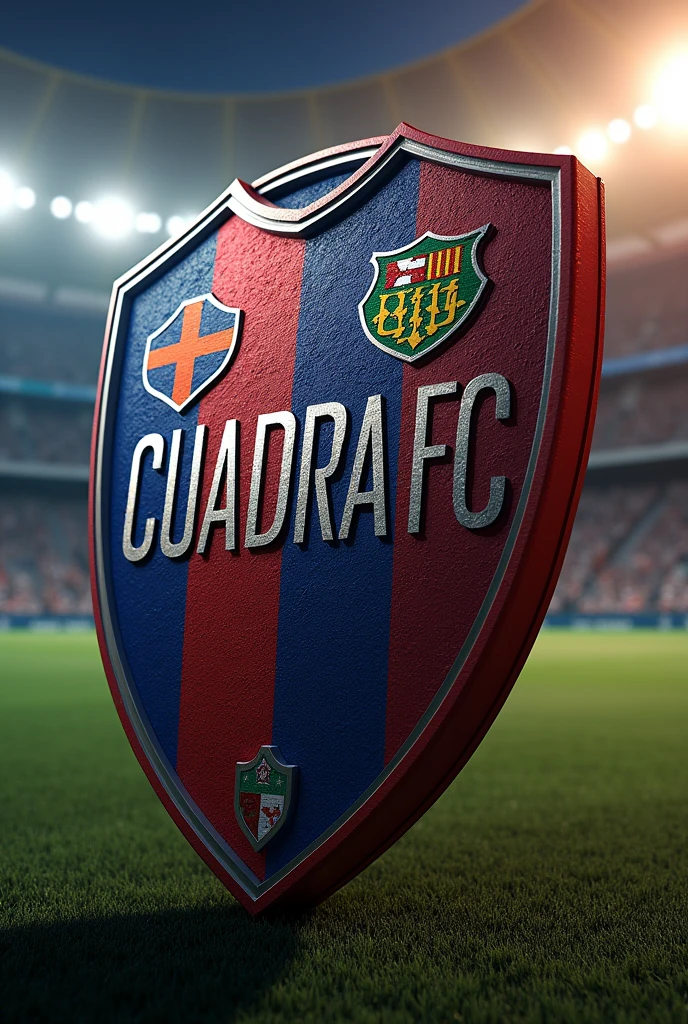 MAKE A FOOTBALL SHIELD WITH A SKIN-COLOURED SHIRT WITH THE NAME OF CUADRA FC