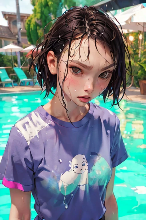 Wet tshirtcompetition, upper body shot, face focus, renatadaninsky