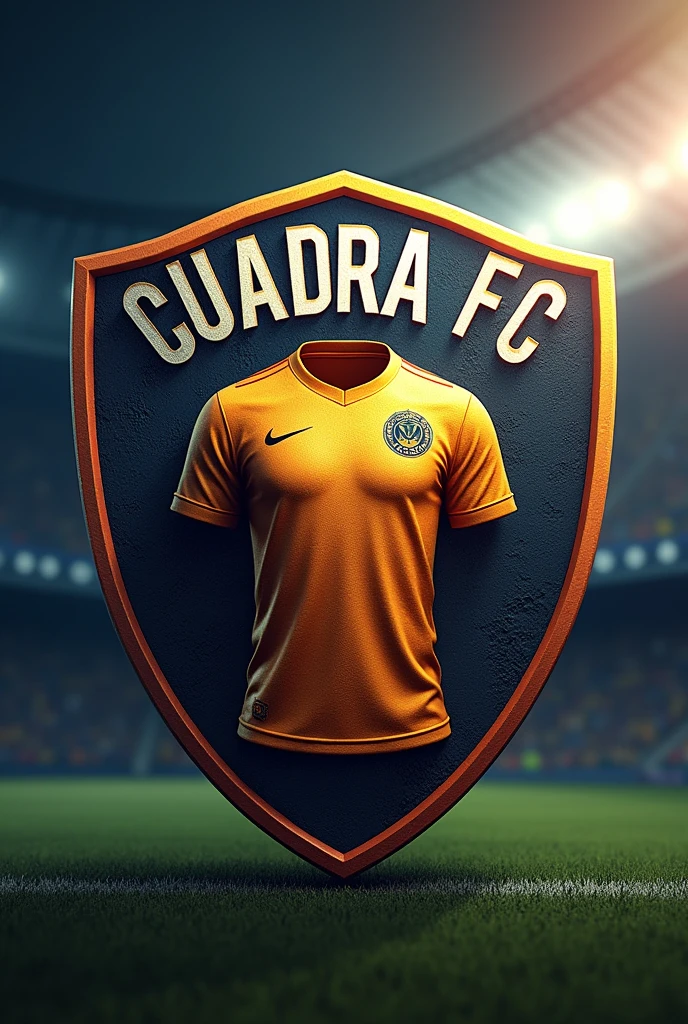 MAKE A FOOTBALL SHIELD WITH A SKIN-COLOURED SHIRT WITH THE NAME OF CUADRA FC
