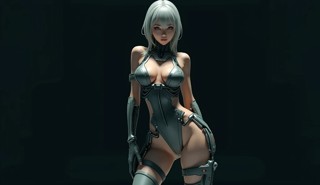 There is a woman with large, wet breasts in a futuristic outfit posing for a photo, cyborg girl, beautiful cyborg girl, Cyberpunk anime girly girl, cyberpunk anime girl mecha, Cyberpunk girl, women's science fiction, Wojtek FUS, Cute cyberpunk girl, WLOP. Science fiction, cyberpunk 2 0 years. o Model girl, girl with mecha cybernetic armor, seductive cyberpunk dark fantasy, cyberpun anime girl