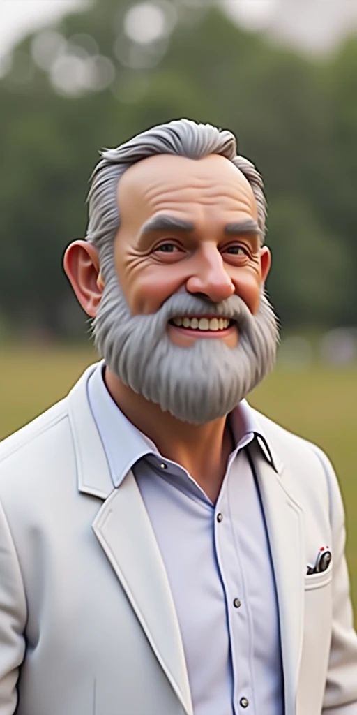 create a 3D character with a well-groomed beard looking like a mayor