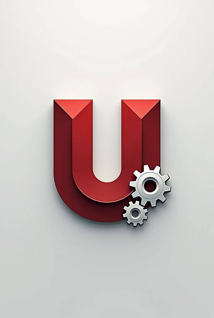 Create a brand called Usicam.
Gears appearing in the image because this brand is a large mechanical workshop. Create a simple image that conveys good identity and identification.
 Paleta de cores: rot, white and light gray 4k Hd quality