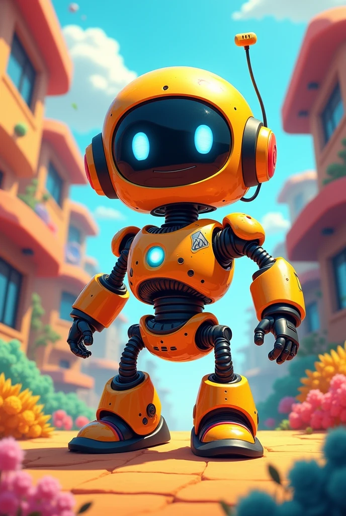 Robot boy painted happy colors