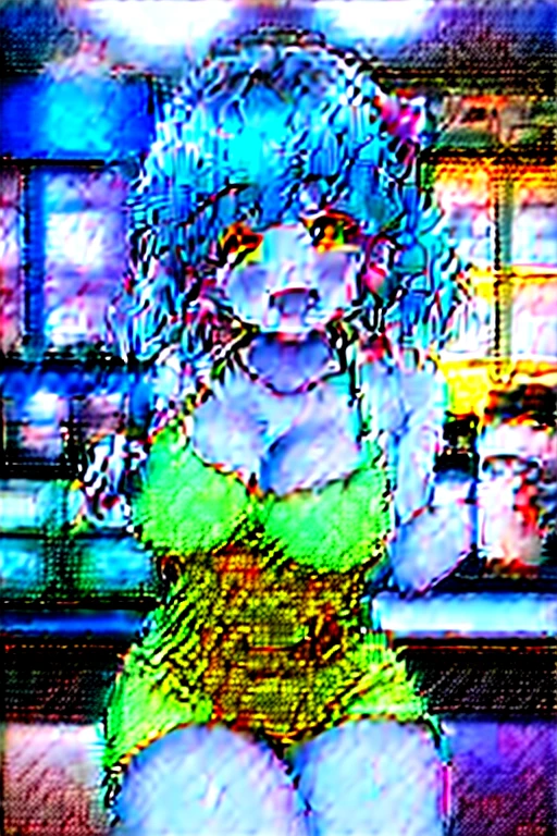 Coffee shop Melon Parfait Holding a spoon smile