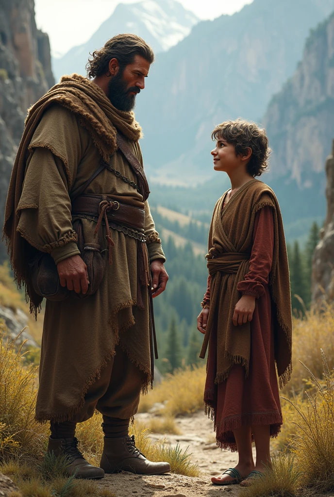 Jacob talking to Esau after a hunt