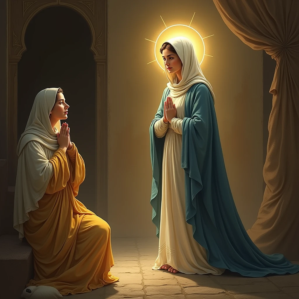 Virgin Mary pregnant being conceived by the holy spirit
