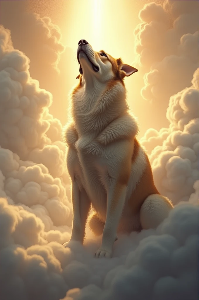 Hairy male dog in heaven for death 