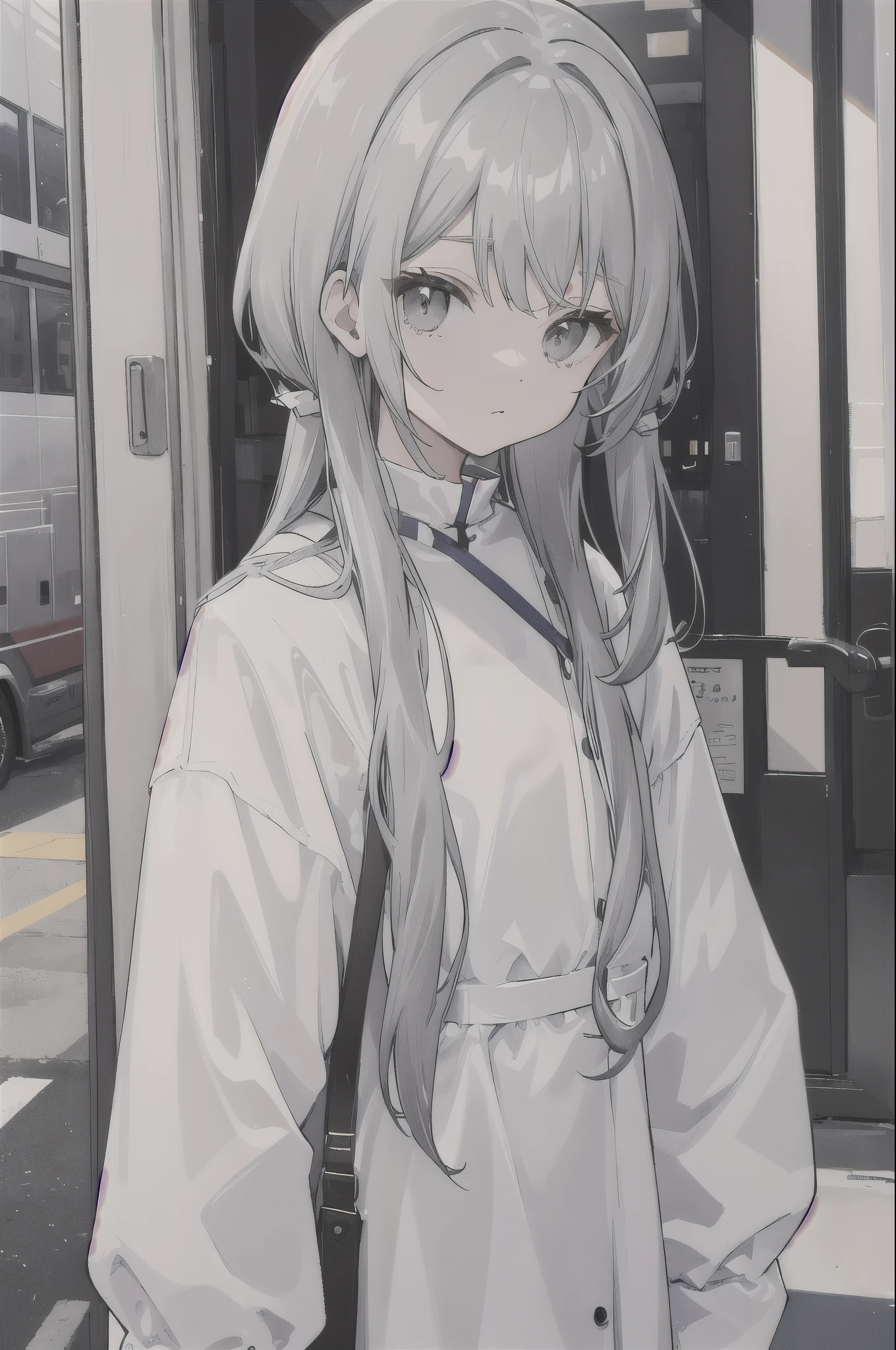 Gray Hair,,Cute white clothes